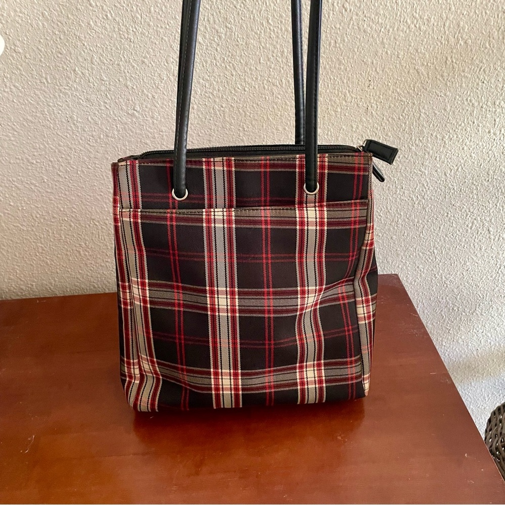 Tartan Plaid north south slim satchel